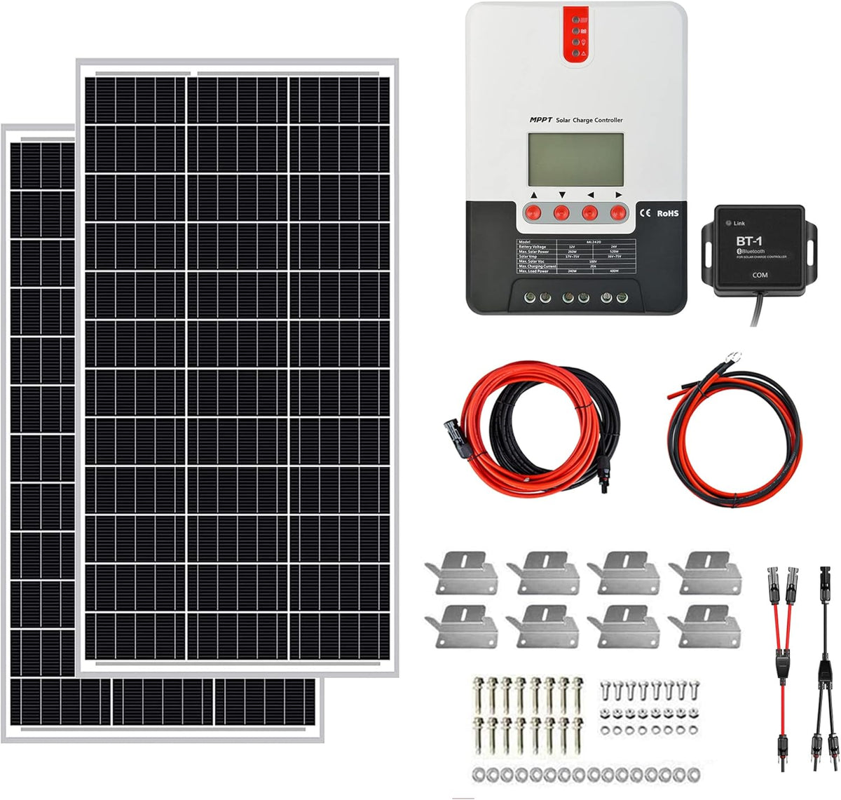 200W 12V Solar Power Kit with 20A MPPT Charge Controller D19977
