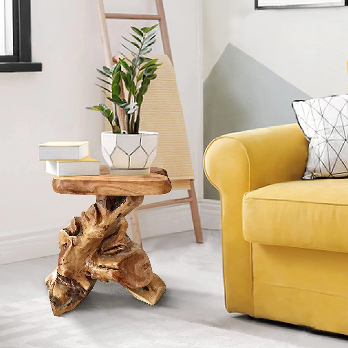 Solid Cedar Wood Tree Stump End Table P65778