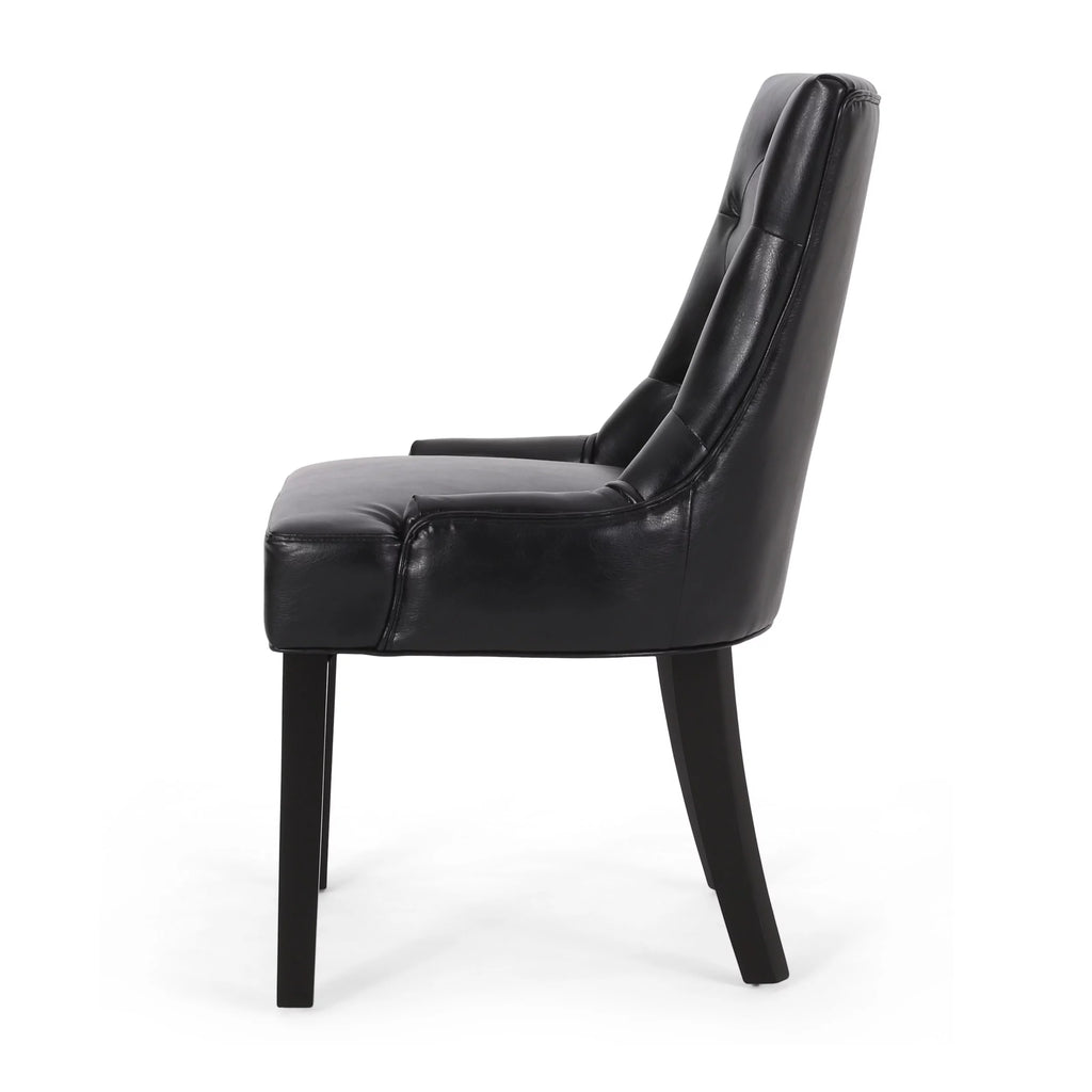 Faux Leather Dining Chairs, Set of 2, Midnight Black T270