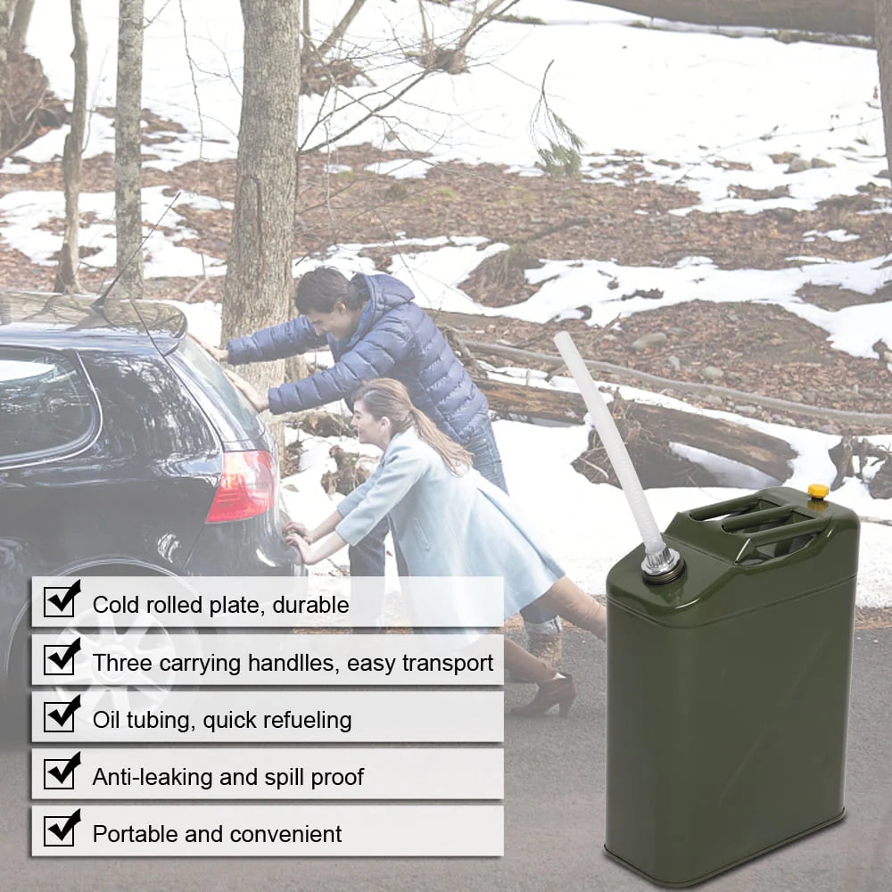 Portable Jerry Can with Spout, Army Green, 20L 5 Gallon W6530