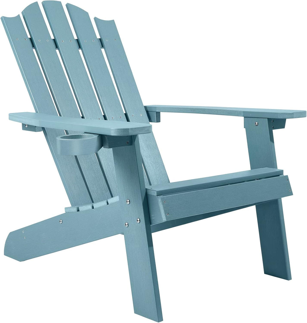 Dark Blue Plastic Adirondack Chair with Cup Holder L24383