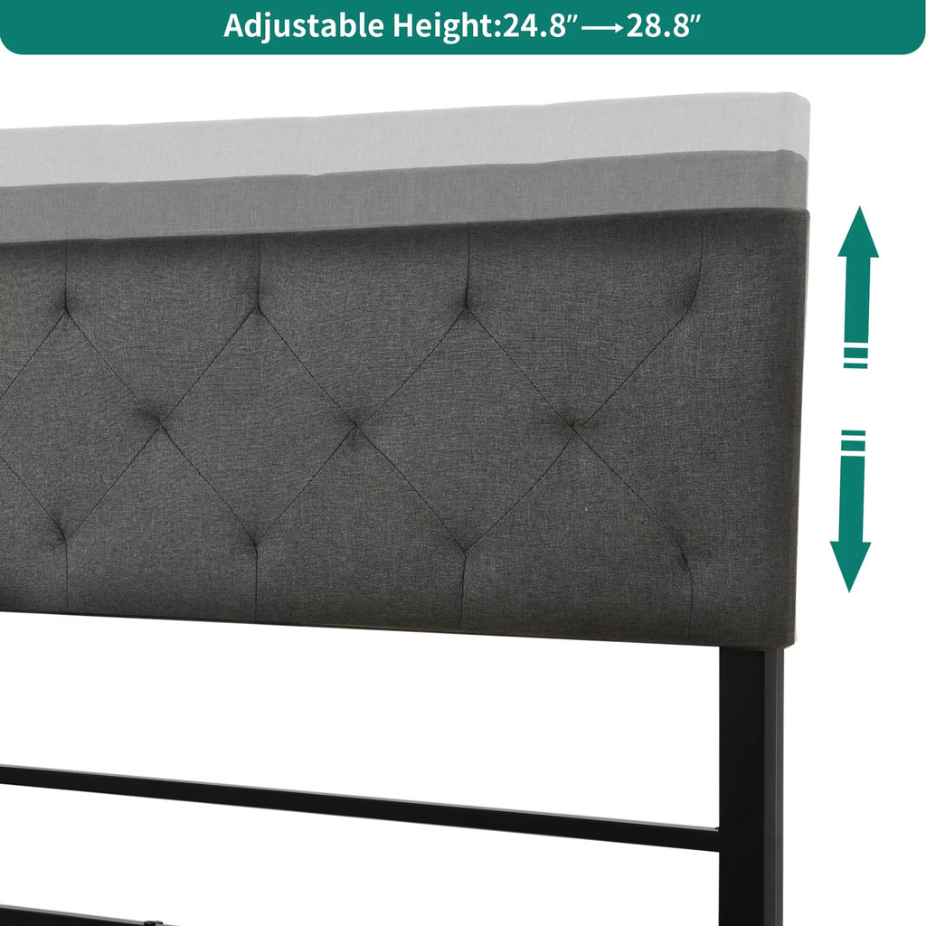 Full Size Upholstered Platform Bed with Adjustable Headboard X6527