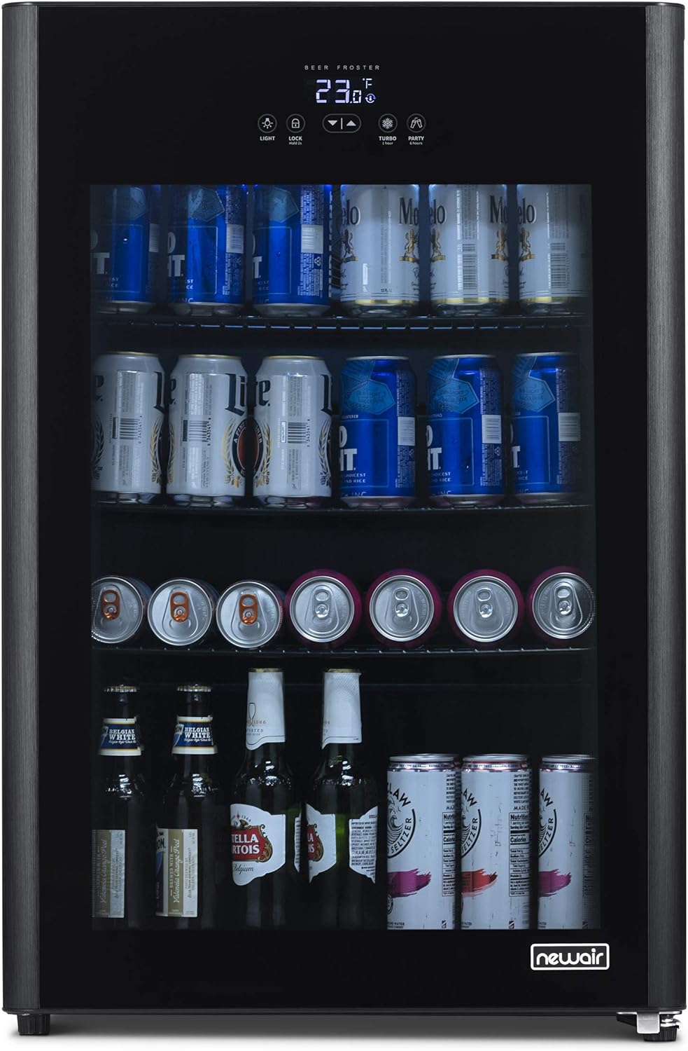 125 Can Capacity Black Freestanding Beer Refrigerator and Cooler with Glass Door R256366