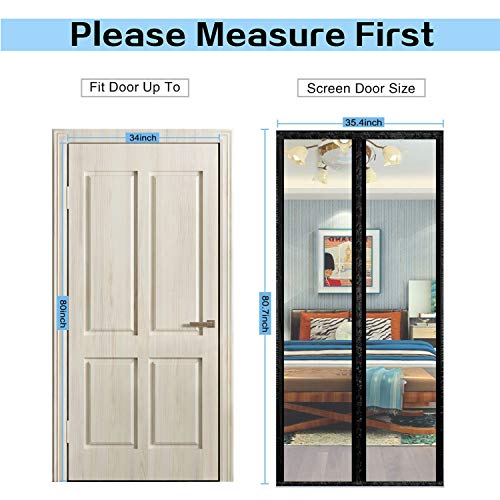 Transparent Insulated Door Curtain, Magnetic Thermal Door Cover, Self-Closing Magnetic Screen Door, Fits Doors up to 38" x 82" B2508