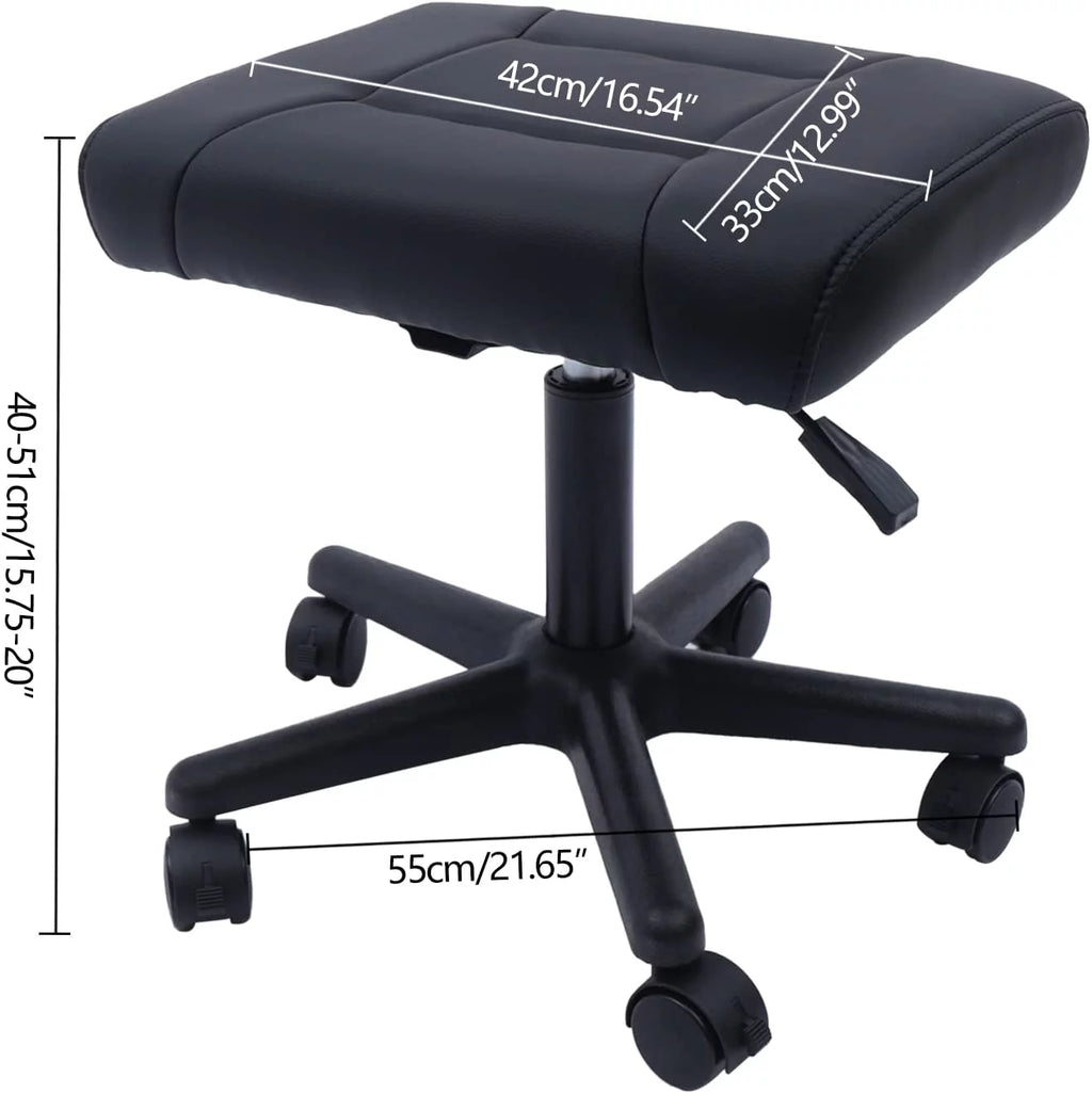 Height Adjustable Leather Foot Stool with Wheels X2811