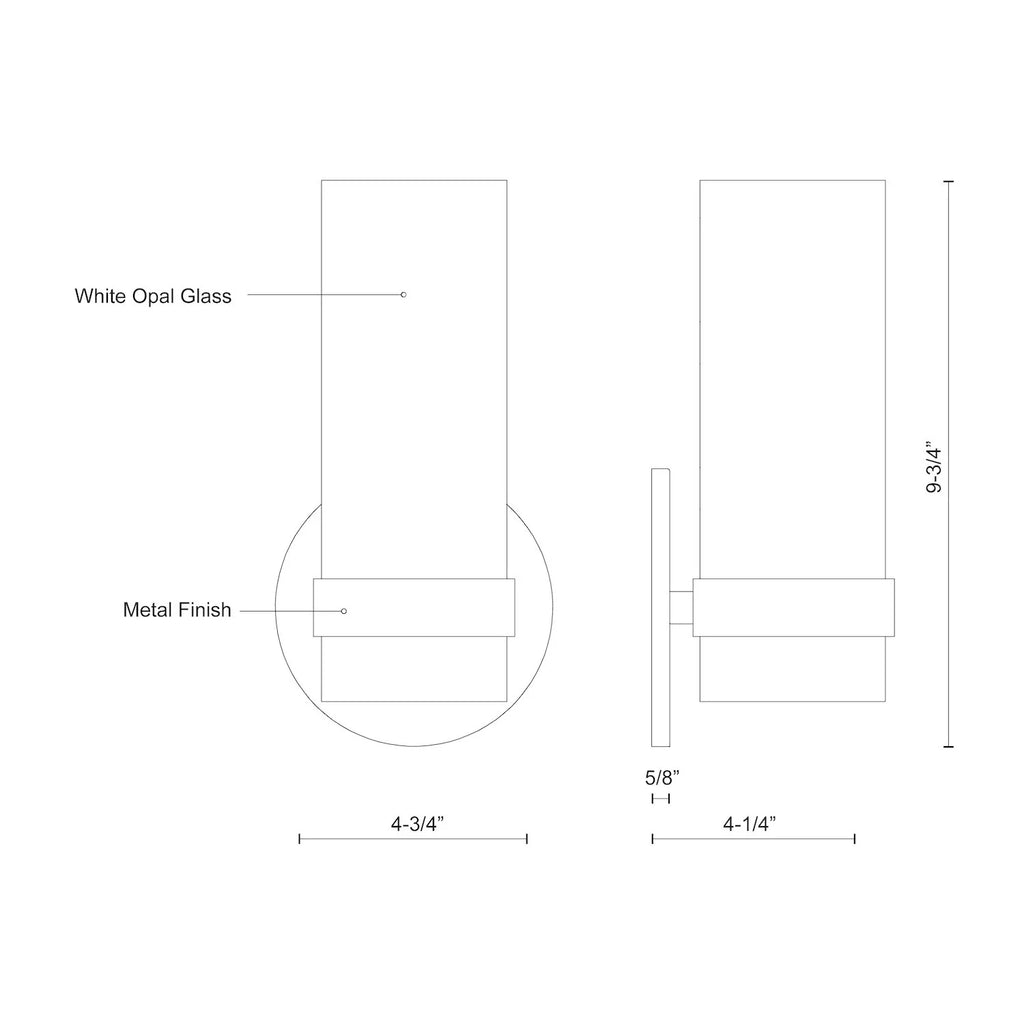 9W LED Wall Sconce 9.75 Inches Tall Chrome Finish N738