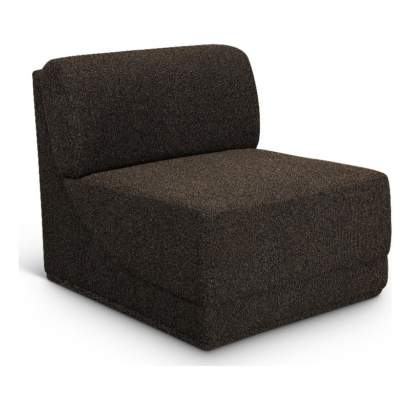 Brown Boucle Fabric Armless Chair Q865