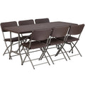 Rattan Plastic Folding Table Set with 6 Chairs Q171771