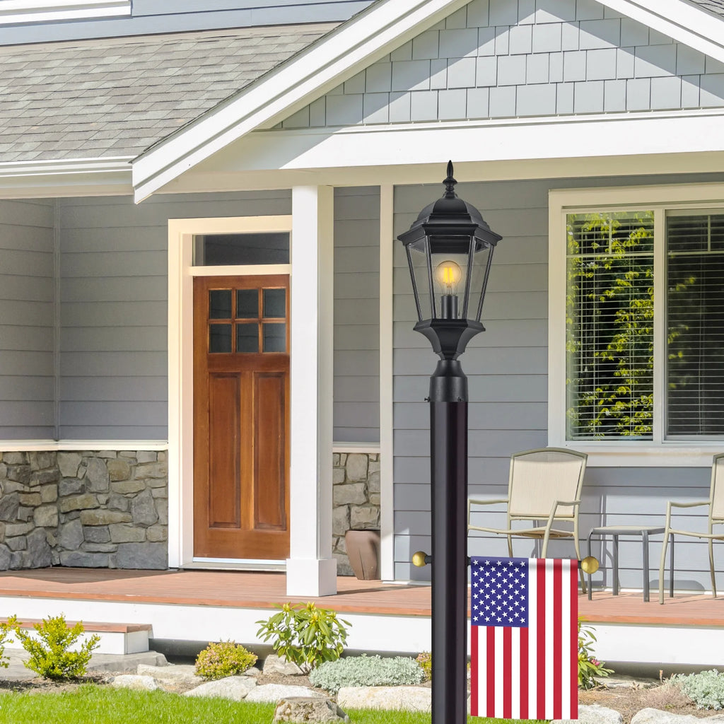 Textured Black Outdoor Post Top Light with Clear Glass V968