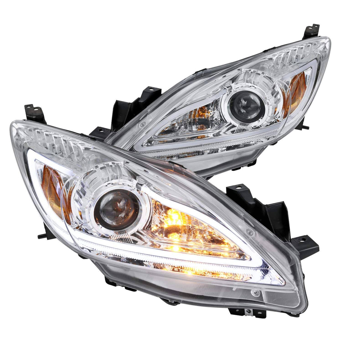 Chrome Projector Headlights with LED DRL Strip V3098