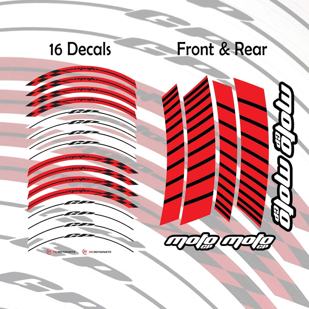 17 inch Rim Tape Decal Stickers Red Pack of 2 B356