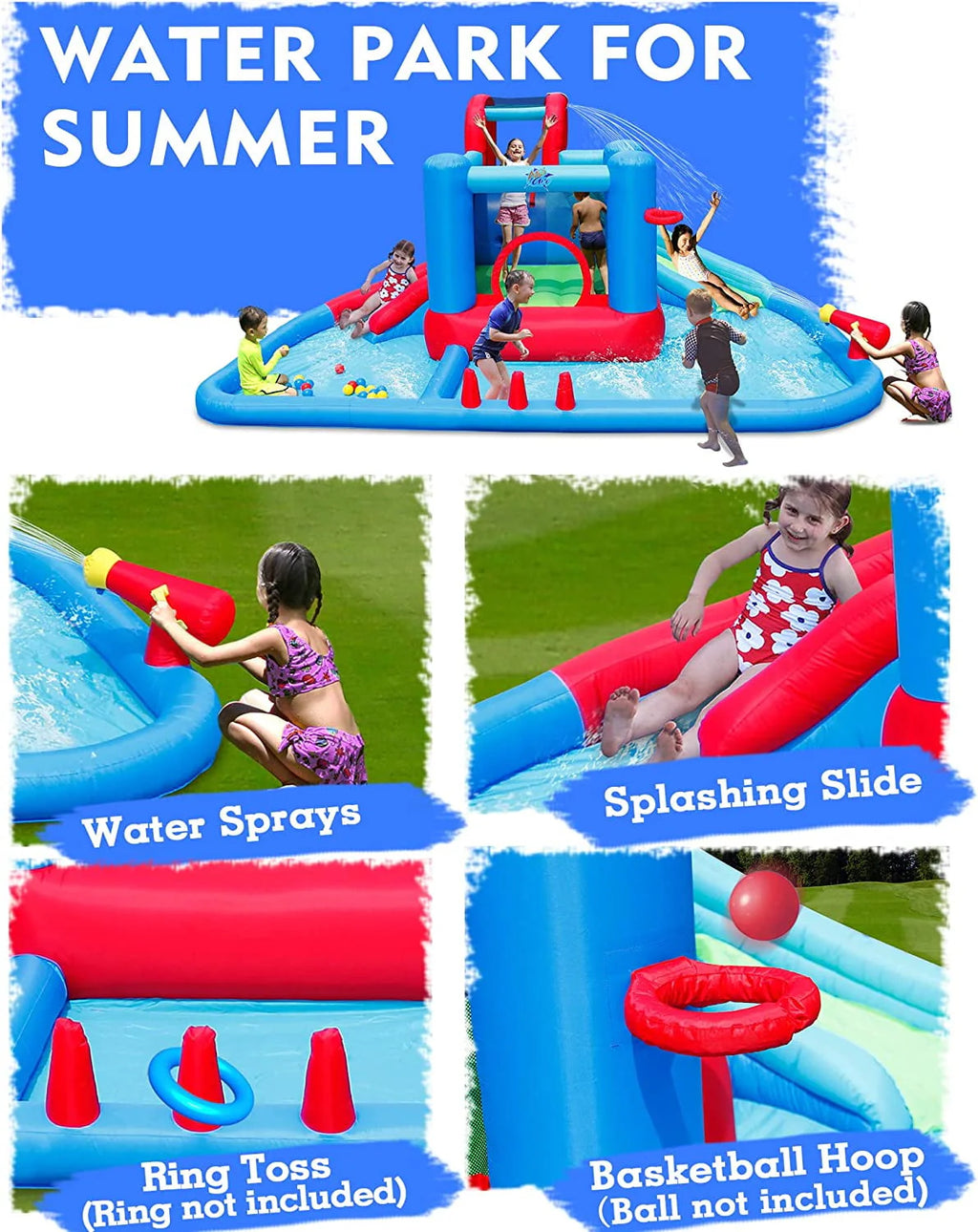 Inflatable Water Slide with Pool and 30 Pit Balls V367675