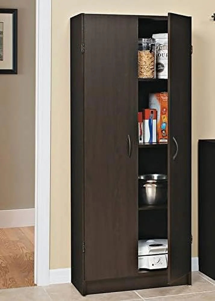 Pantry Cabinet Cupboard with 2 Doors Adjustable Shelves Dark Cherry T93787