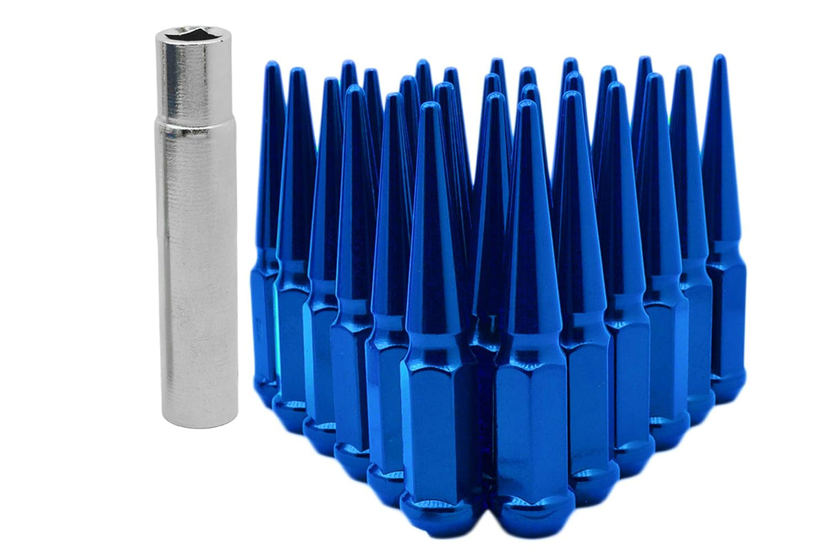 24 Pc 12x1.5 Blue Metal Lug Nuts with 1 Key Q99082