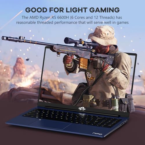 15.6" IPS FHD Gaming Laptop, 6 Cores AMD Ryzen 5 6600H 32GB DDR5 RAM 1TB SSD 660M GPU W394