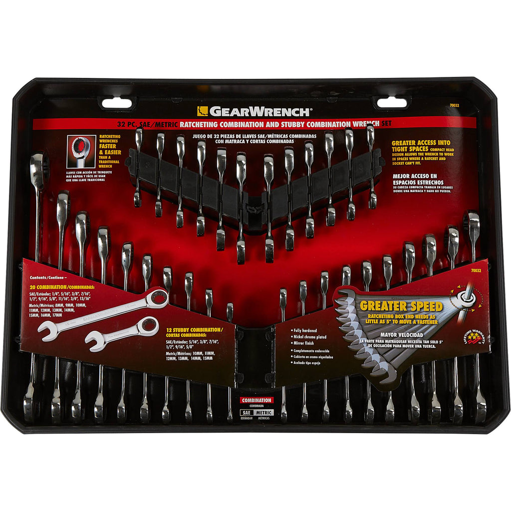 32-Piece Combination Ratcheting Wrench Set with Carrying Case S803065