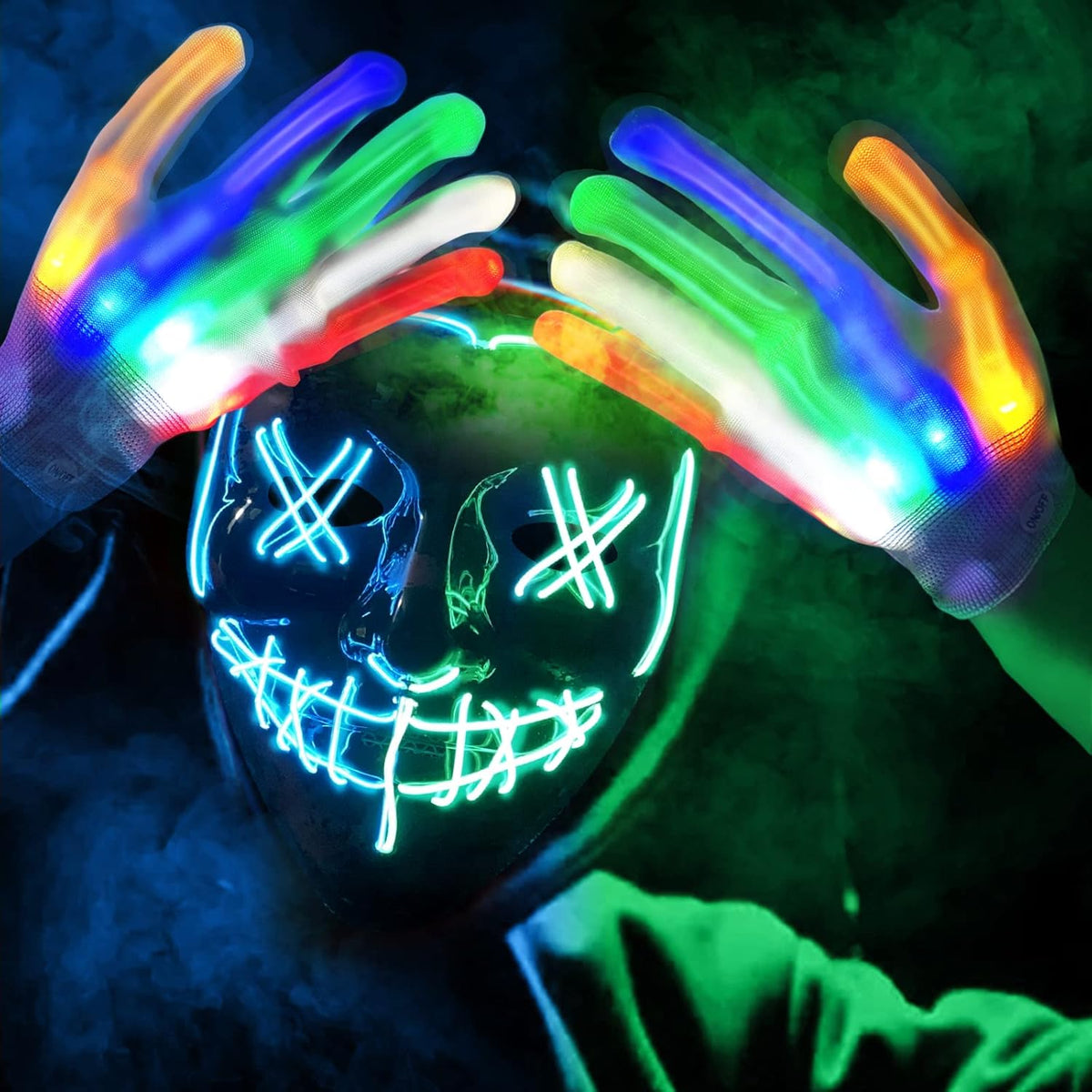 LED Light Up Mask with Gloves Kit P119277