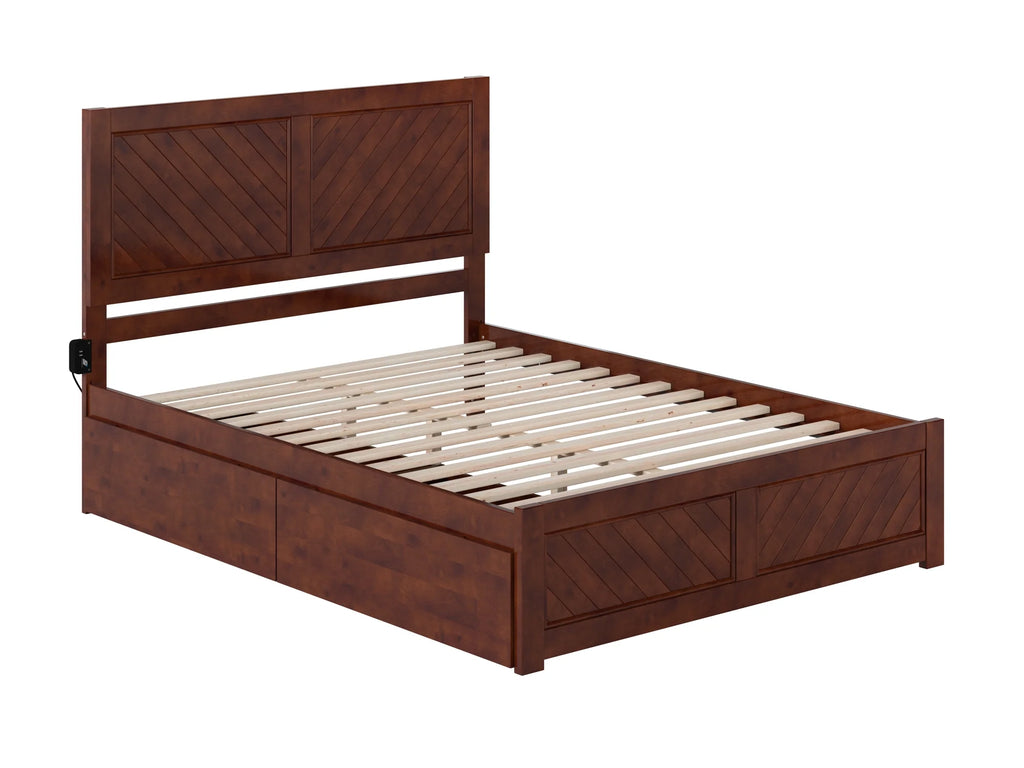 Queen Solid Wood Platform Bed with Storage Drawers R5291