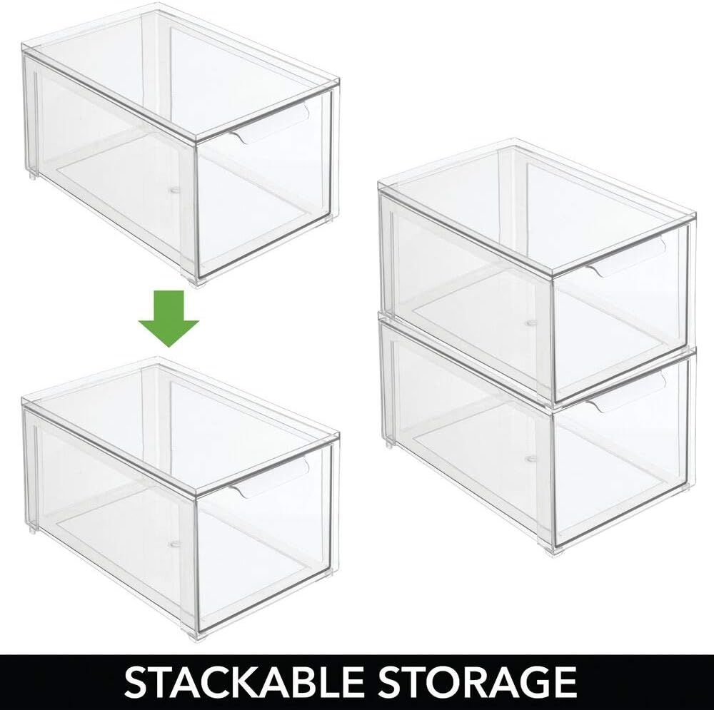 Clear 4 Pack Plastic Stackable Storage Drawer G175