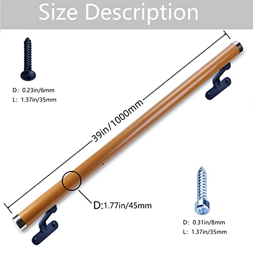 6.5Ft Wooden Non-Slip Wall Mounted Handrail M9110