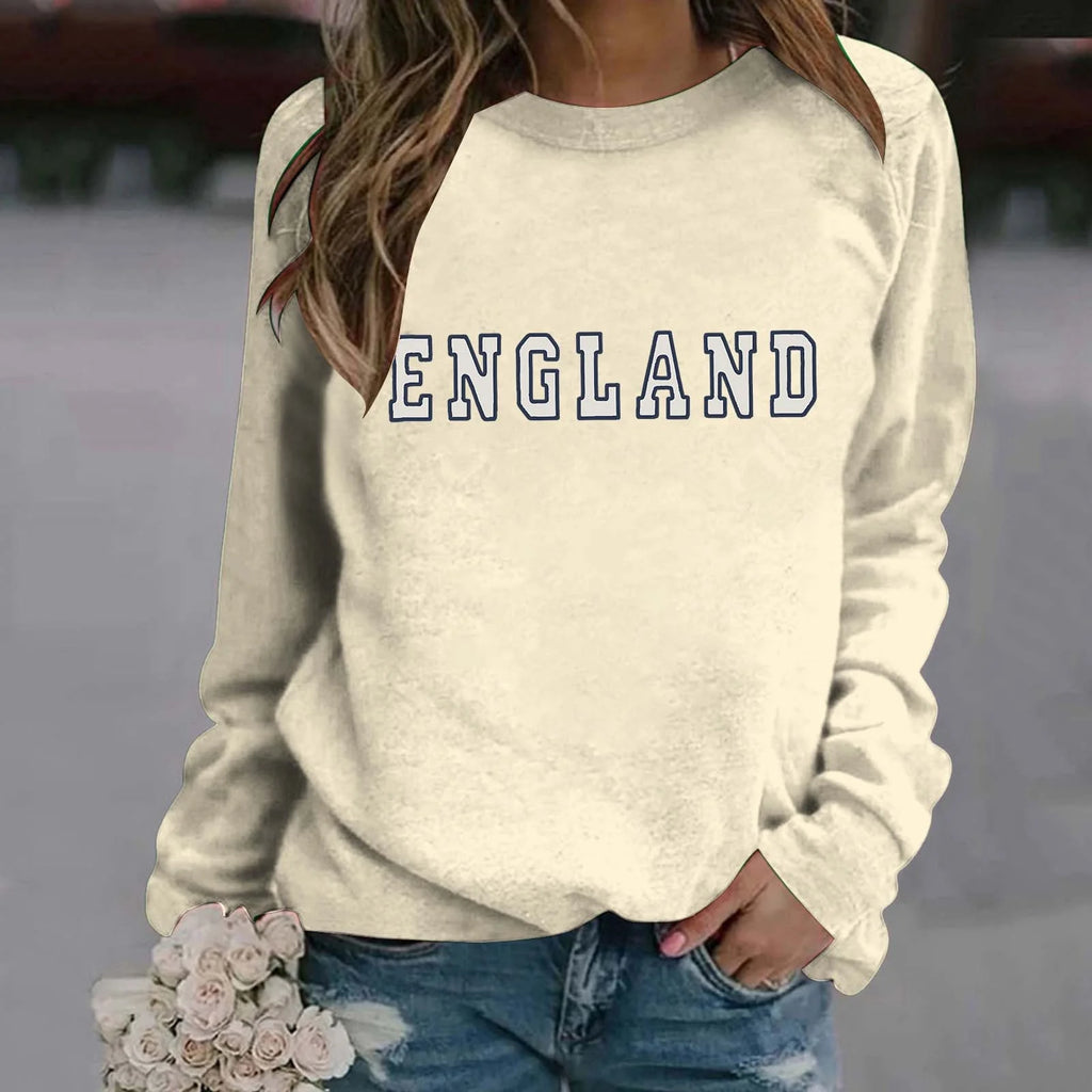 Women's Letter Printed Round Neck Long Sleeved Casual Sports Sweatshirt U3941