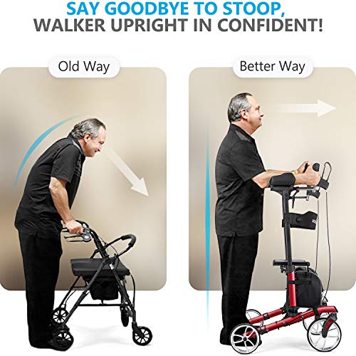 Gray Upright Rollator Walker with Seat and Padded Armrest B298718