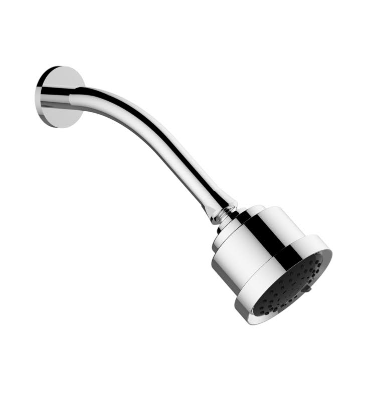 Cylindrical Shower Head with Arm and Round Flange in Matte Orobrass P129167
