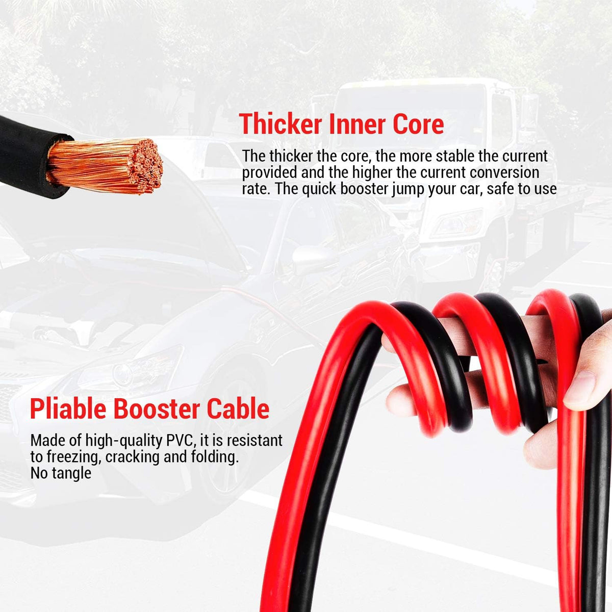 Heavy Duty Jumper Cables 0 Gauge x 30Ft 1000AMP with Carry Bag W2425
