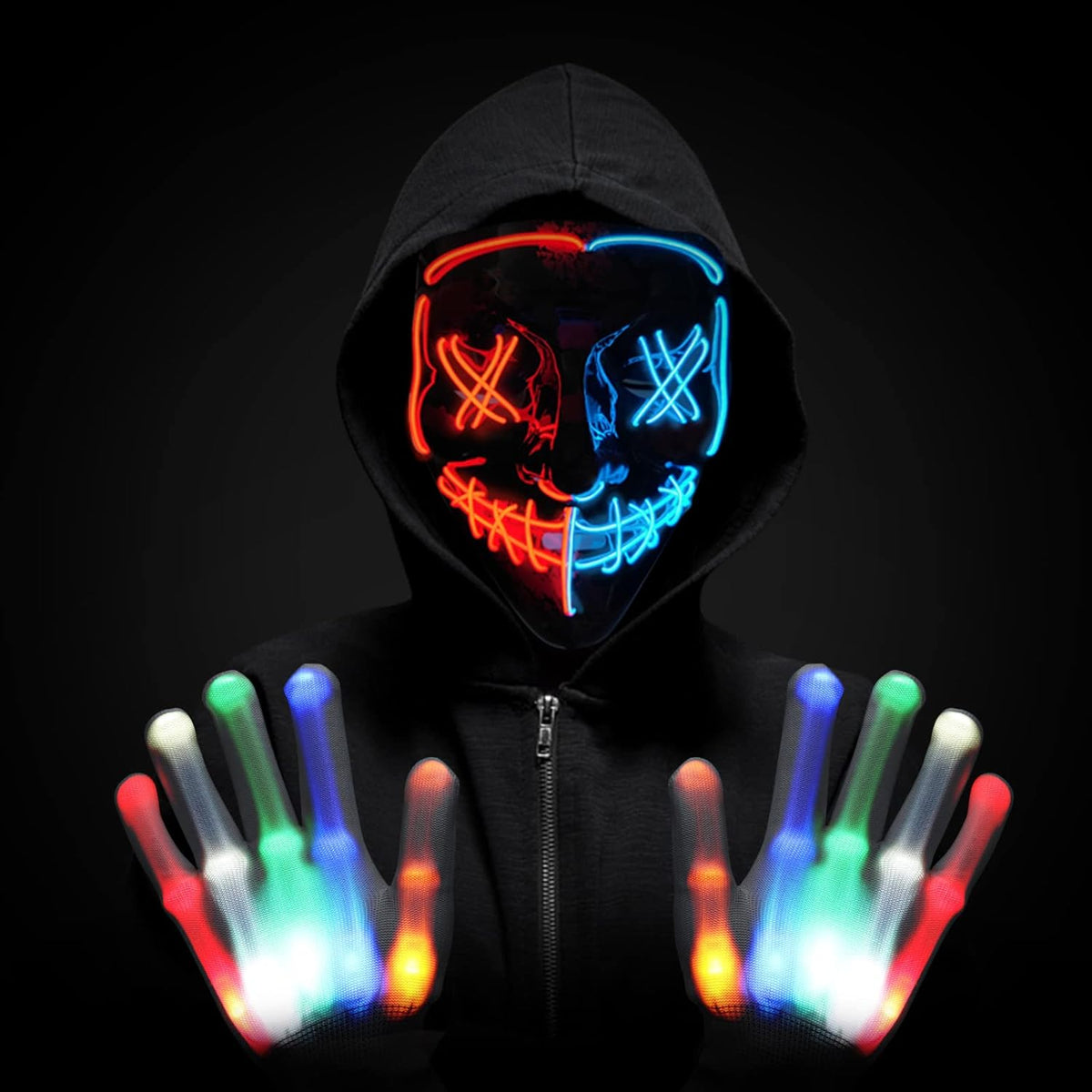 LED Light Up Mask with Gloves Kit P119277