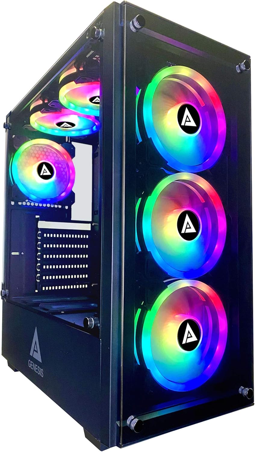 White Mid Tower Gaming Case with 6 RGB Fans M875