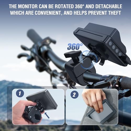 Bicycle Rear View Camera with 4.3'' HD 1080P Monitor and 8000mah Battery X21658