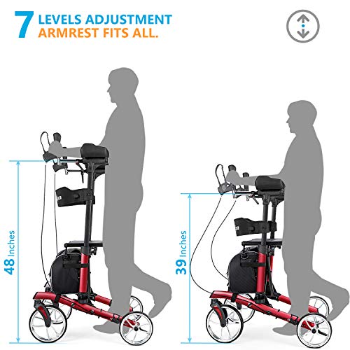 Gray Upright Rollator Walker with Seat and Padded Armrest B298718
