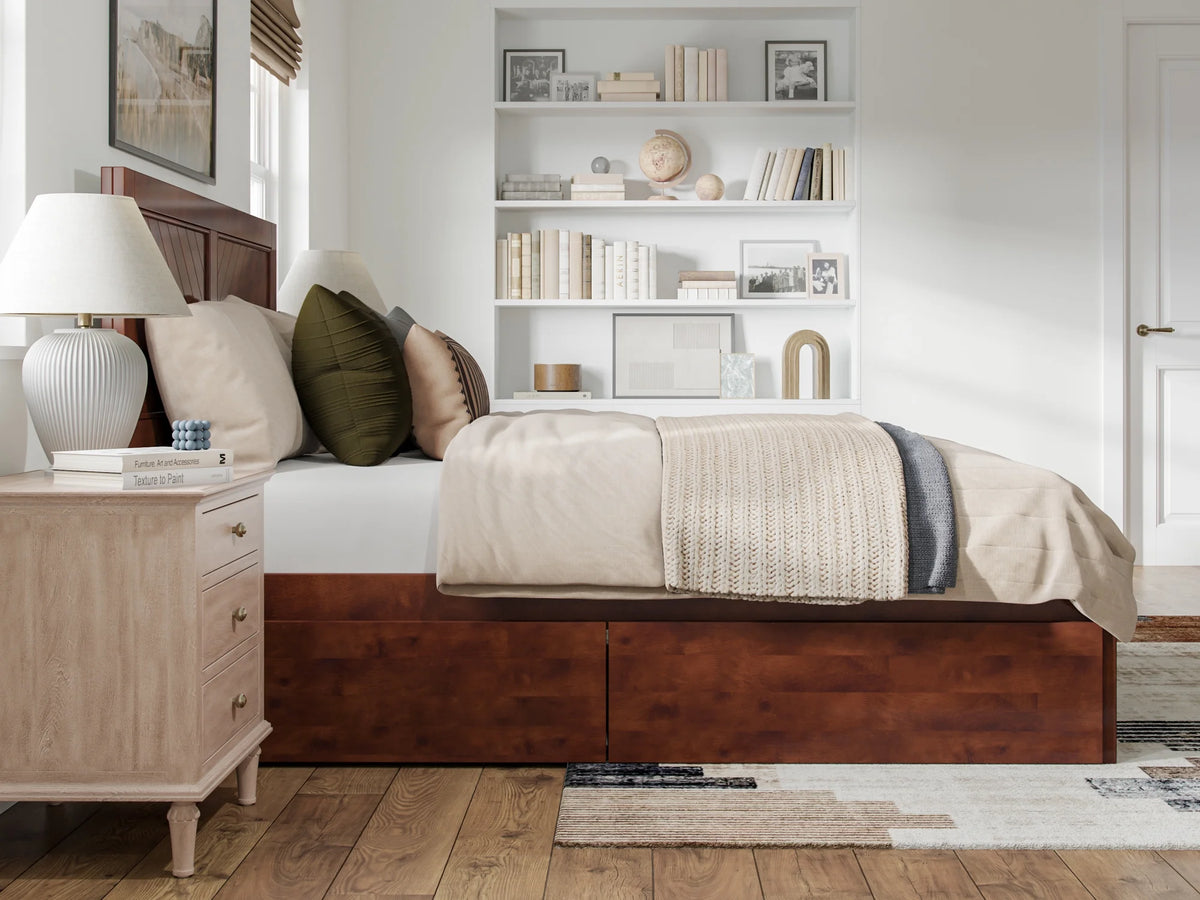 Queen Solid Wood Platform Bed with Storage Drawers R5291
