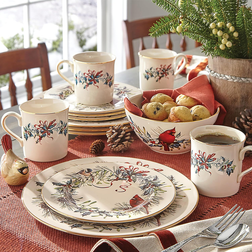 12-Piece Dinnerware Set, red & green R739
