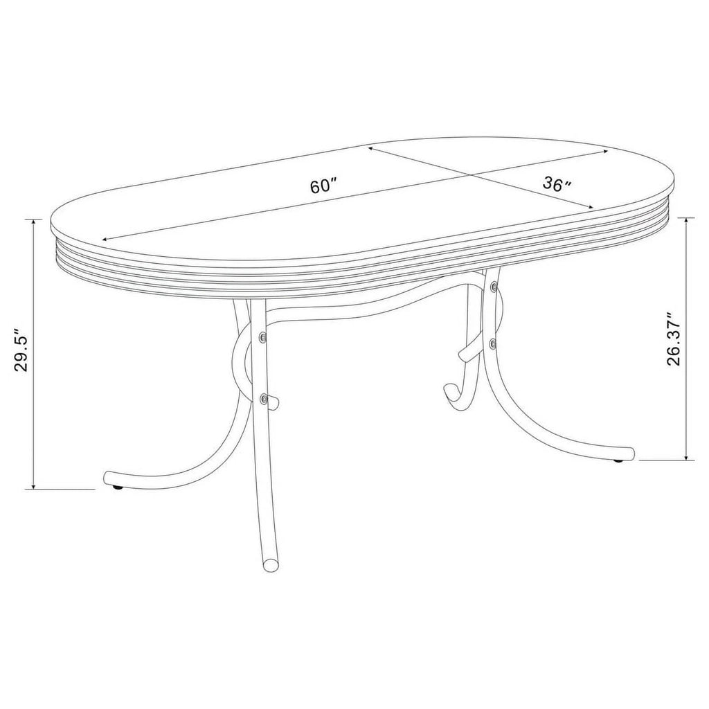 Chrome and Black 5-Piece Metal Oval Dining Set C30022