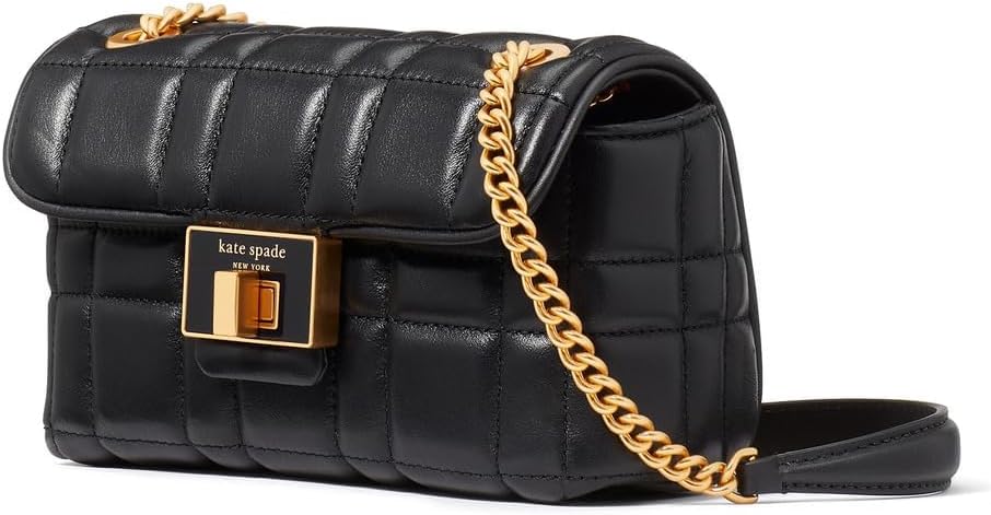 Black Quilted Leather Small Shoulder Crossbody X90315
