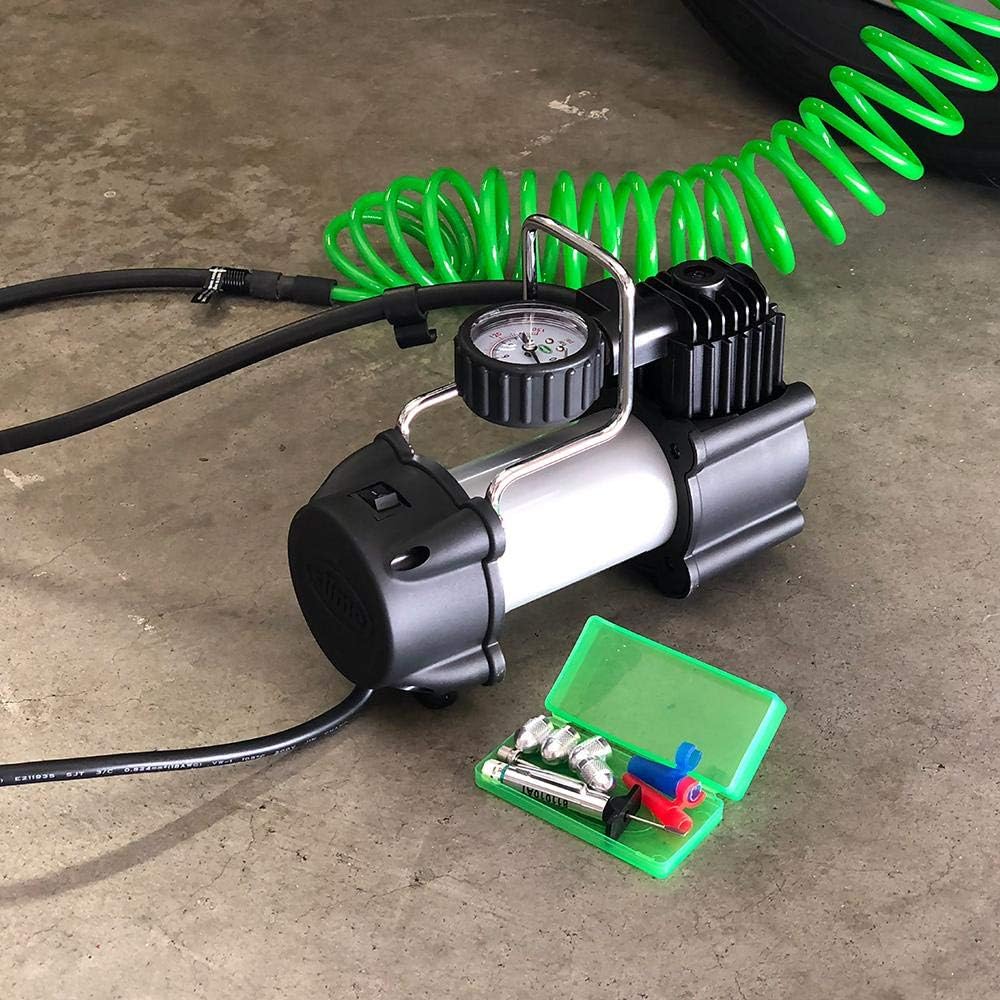 Heavy Duty 120V Tire Inflator Air Compressor with Analog 150 psi Dial Gauge and LED Light Pack of 2 E4716