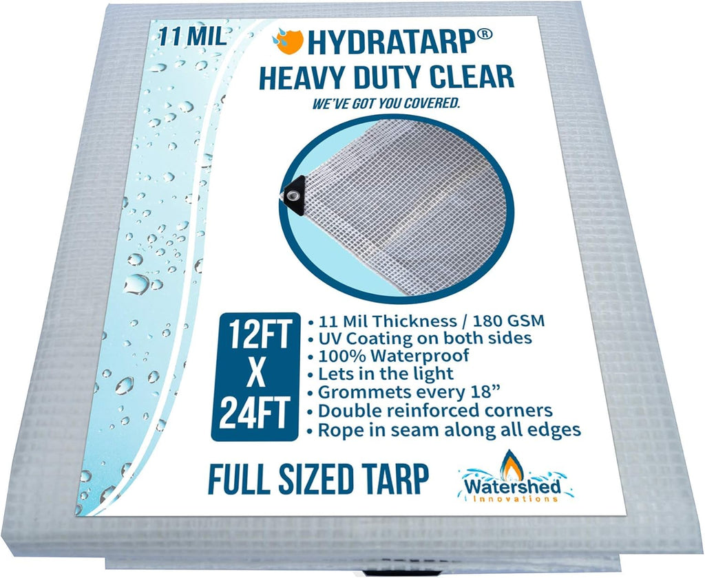 Clear 11 Mil Thick 12 by 24 Feet Tarp M393573