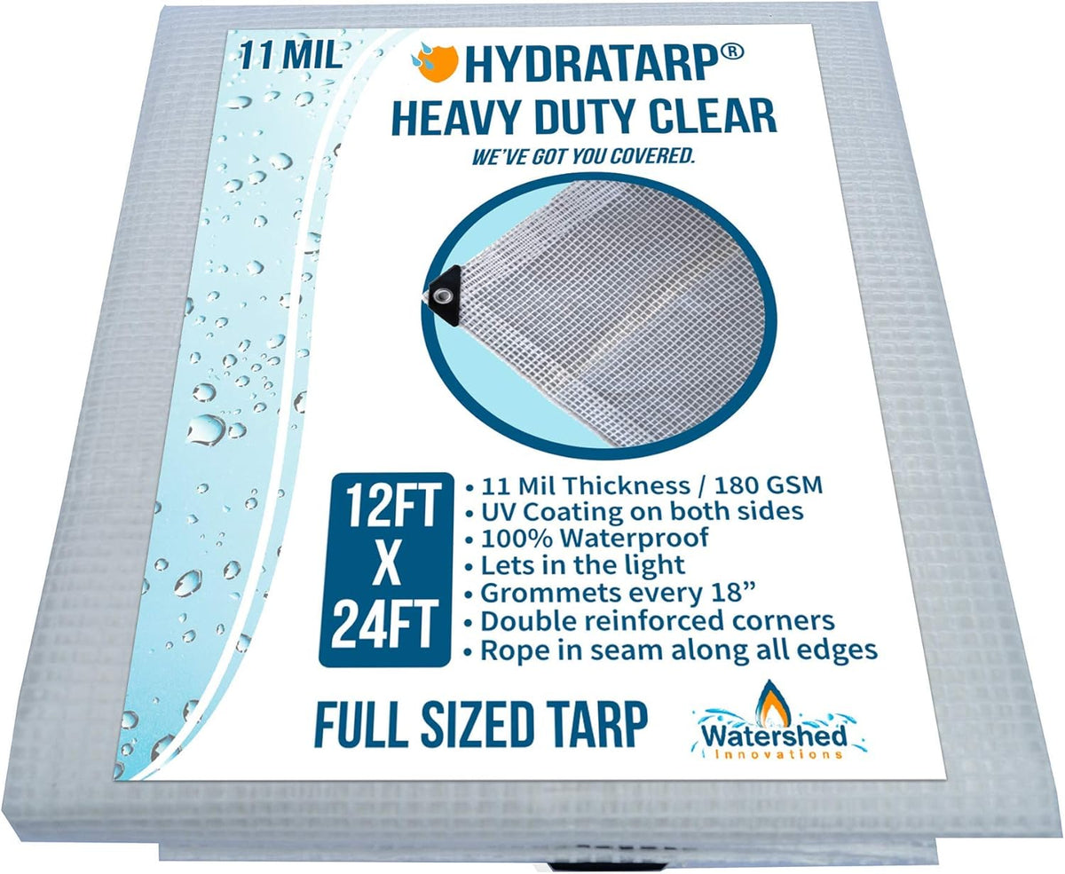 Clear 11 Mil Thick 12 by 24 Feet Tarp M393573