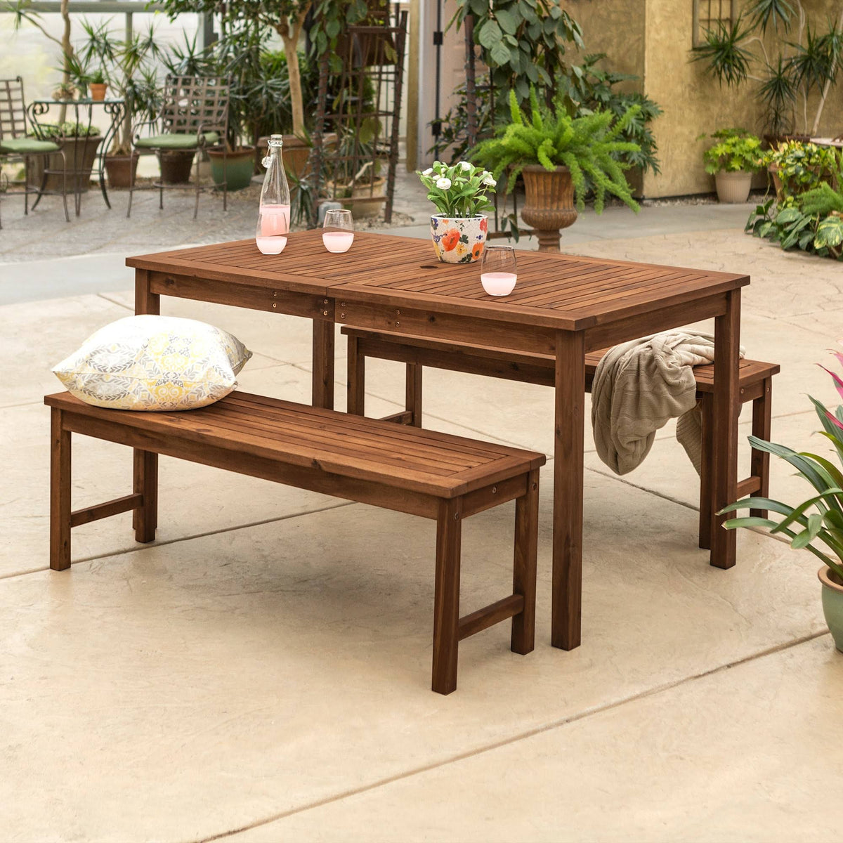 Acacia Wood 3PC Patio Dining Set U2794
