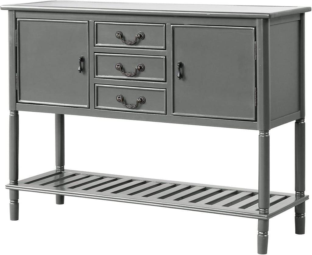 Solid Wood Console Table 3 Drawers 2 Cabinet 1 Shelf P558407