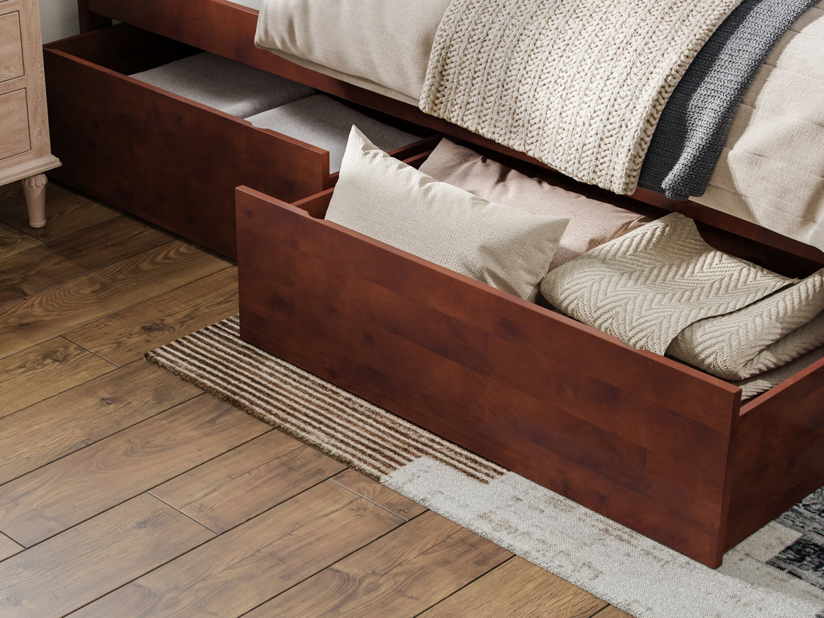 Queen Solid Wood Platform Bed with Storage Drawers R5291