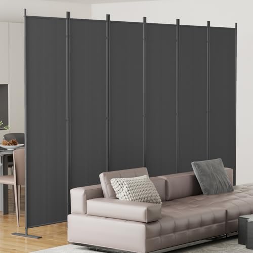 8-Panel 6 ft Tall Indoor Folding Room Divider, Dark Grey U207