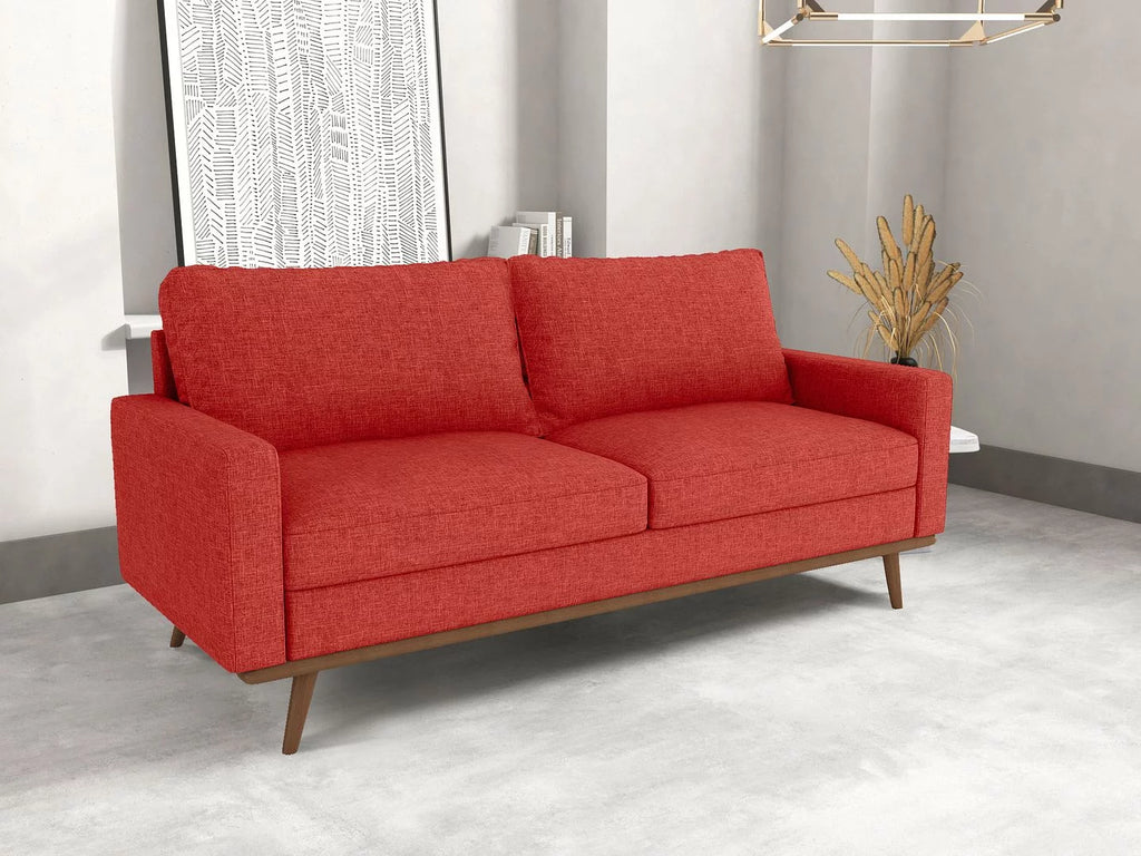 70" Linen Sectional Sofa Sleeper Sofa Oxy Fire Red C116