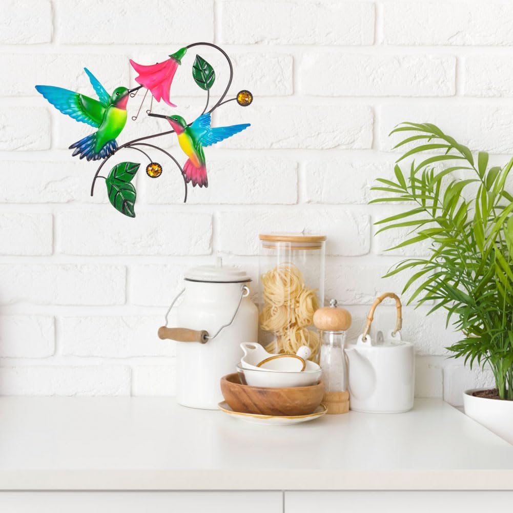 Metal Wall Art Hummingbird With Flower Decor H3526