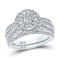 10k White Gold Round Diamond Bridal Wedding Ring Set 1-1/4 Cttw D35164