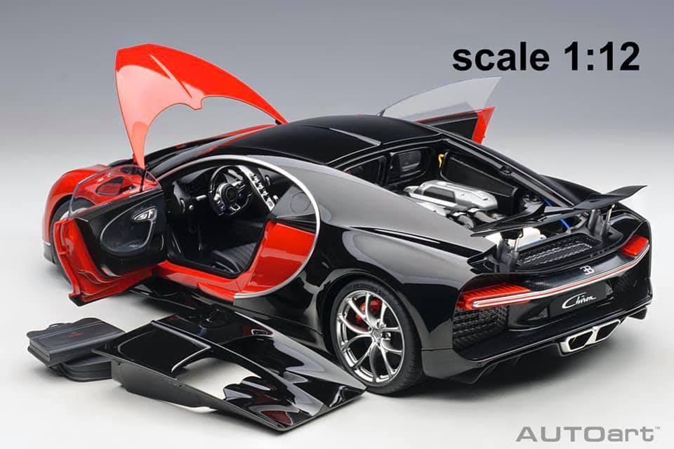 1:12 Scale Italian Red Nocturne Black Bugatti Chiron Q5013