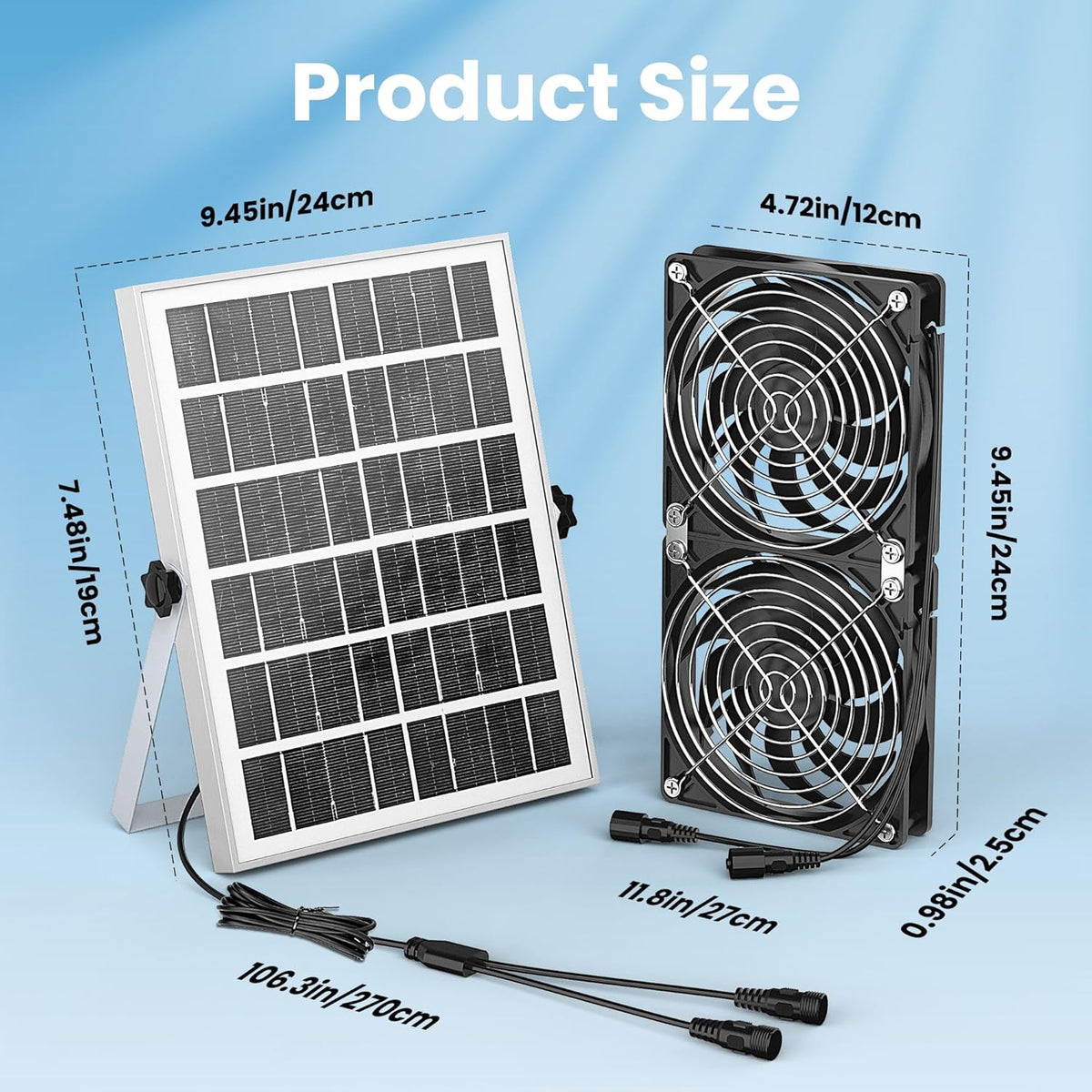 20W Solar Powered Exhaust Fan with Battery, Waterproof B75422