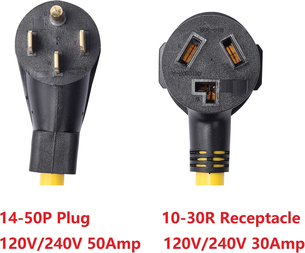 NEMA 14-50P to 10-30R 50 Amp 4 Prong to 3 Prong Power Cord Adapter L8521