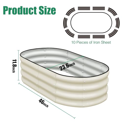 Galvanized Raised Garden Bed, 4x2x1ft Oval Metal Planter Box O2854